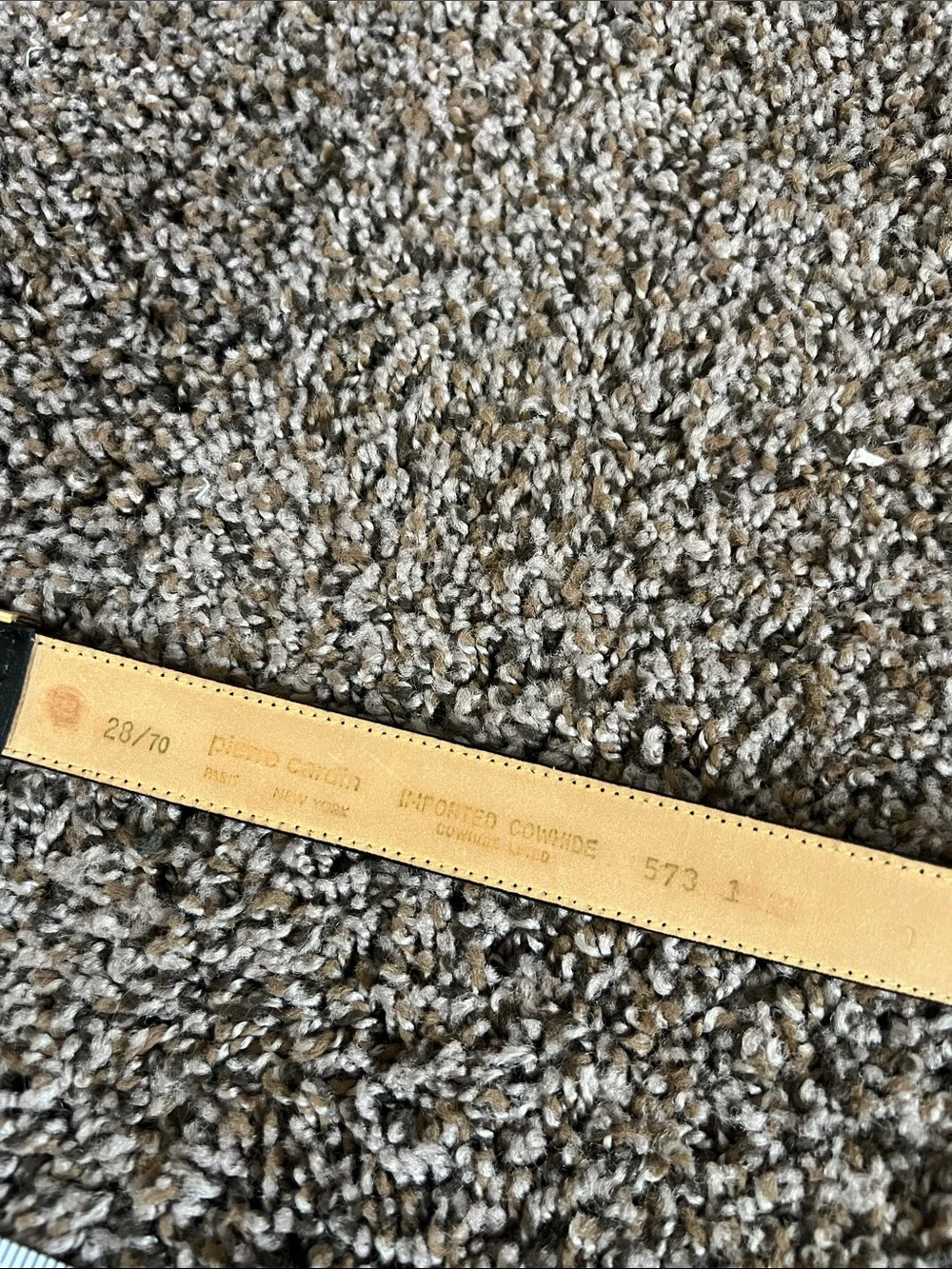 Vintage-Pierre Cardin Black Leather Belt with Gold Logo Accent